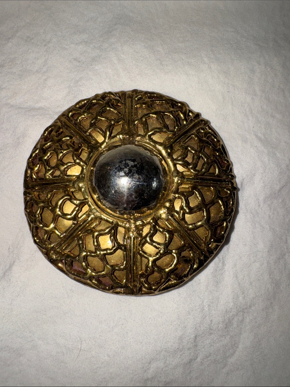 Vintage Signed "by Luciano" Modernist Gold-Tone Filigree Belt Buckle